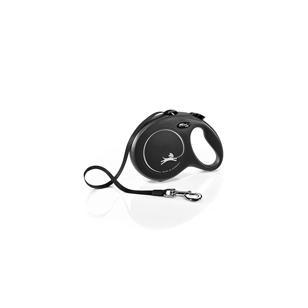 Flexi New Classic Tape Black Large 8m Retractable Dog Leash/Lead for dogs up to 50kg/110lbs