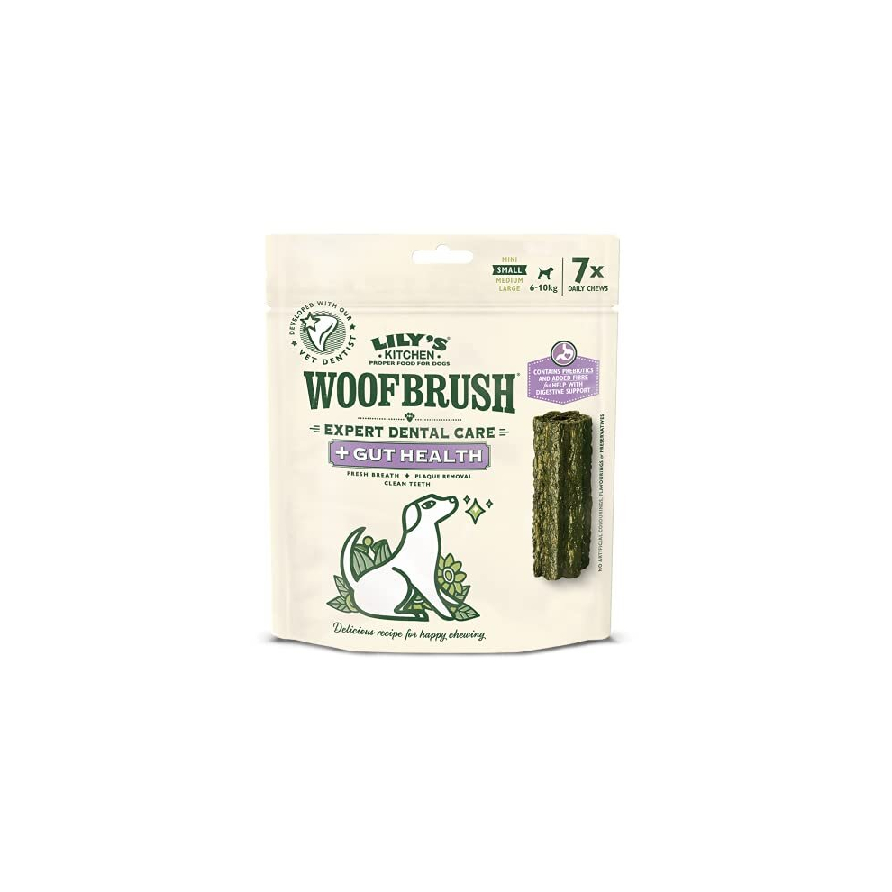 Lily's Kitchen Woofbrush Gut Health Dental Chew - Natural Dental Sticks For Small Dogs (5 Packs Of 7 Chews)