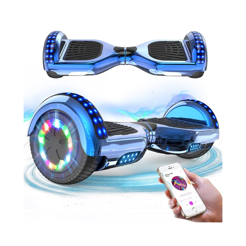 RCB Hoverboards for Kids and Adults 6.5 inch, Segways with Bluetooth - Speaker - Colorful LED Lights, Hover Board Gift for Kids and Teenager