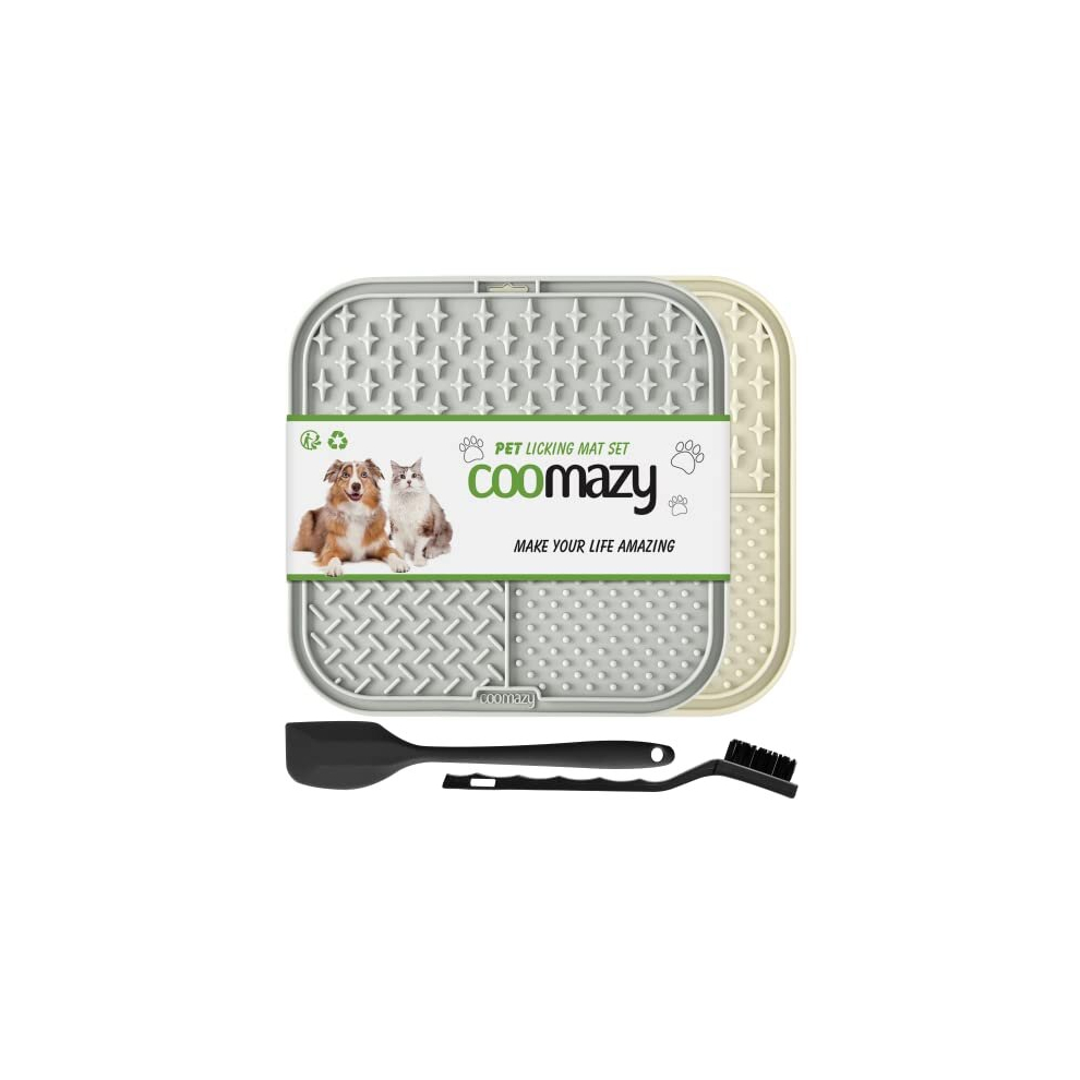 Coomazy Licky Mats For Dogs 2 Pcs Dog Slow Feeding Lick Mats With Suction Cup Boredom And Anxiety Reducer Lick Mats For Dogs(With 1 Spatula + 1 Brush