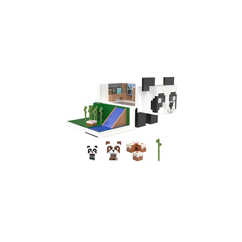 Minecraft Toys Panda Playhouse Playset and Mob Head Mini Figure, Gift for Kids, HLL25