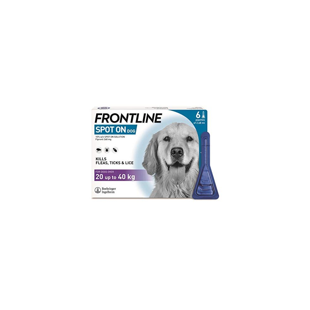 FRONTLINE Spot On Flea & Tick Treatment for Large Dogs (20-40 kg) - 6 Pipettes