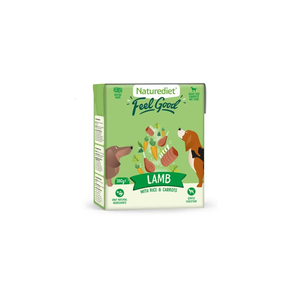 Naturediet - Feel Good Wet Dog Food, Natural and Nutritionally Balanced, Lamb, 390g (Pack of 18)