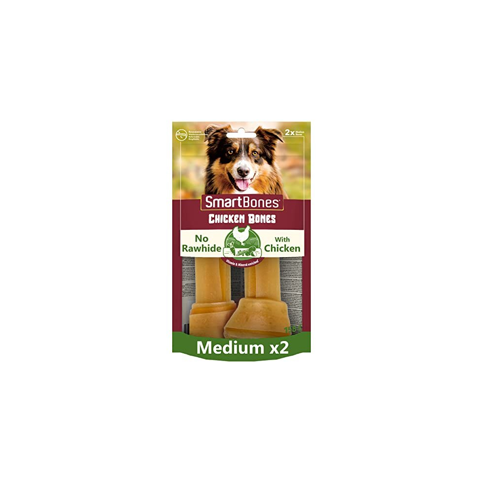 Smartbones 2 Medium Chicken Bones Rawhide Free Chew Dog Treats