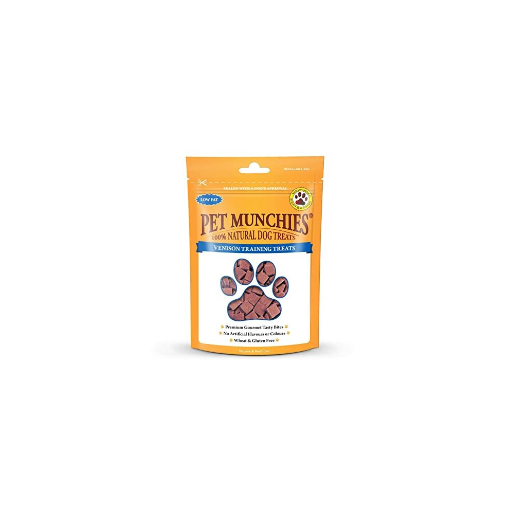 Pet Munchies Venison & Beef Liver Dog Training Treats, Free Tasty Bites With Natural Real Meat, Low In Fat 50G (Pack Of 8) Grain