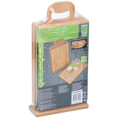 cutting board set with standard 29 x 15 cm bamboo brown 7-piece