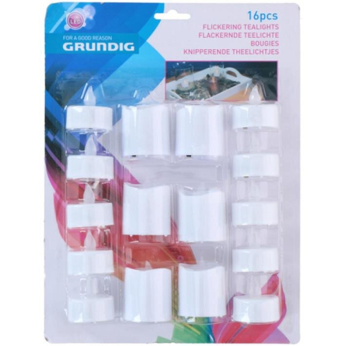 Grundig tea lights animated LED 3,7 cm white 16 pieces