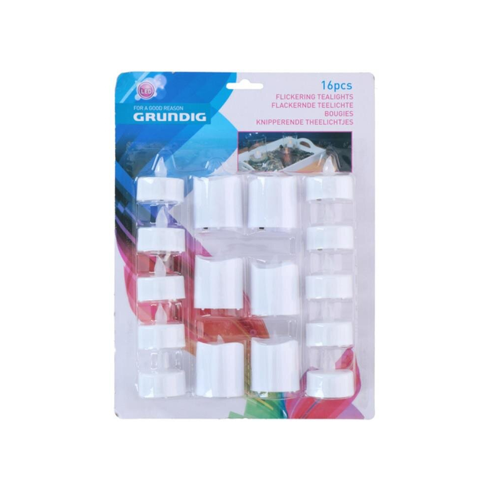 tea lights animated LED 3,7 cm white 16 pieces