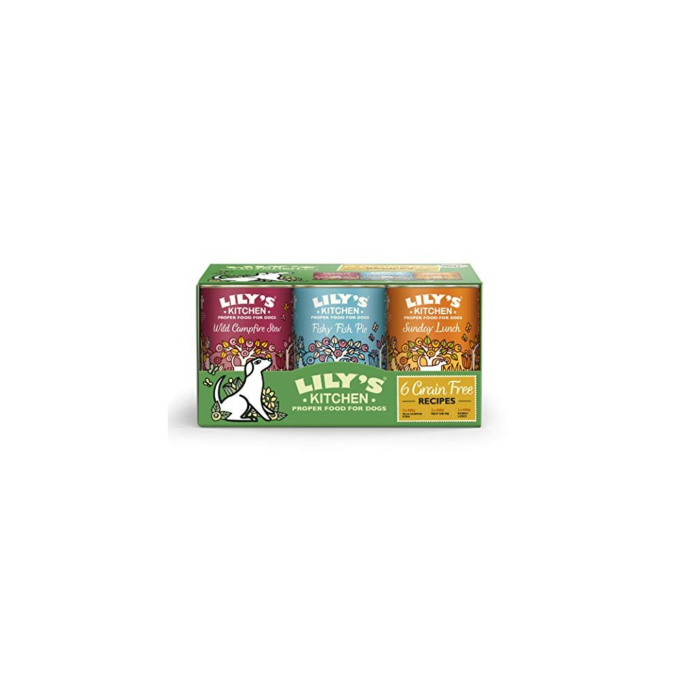 Lily's Kitchen Natural Adult Wet Dog Food Tins Grain-Free Recipe Variety Pack 6 x 400g