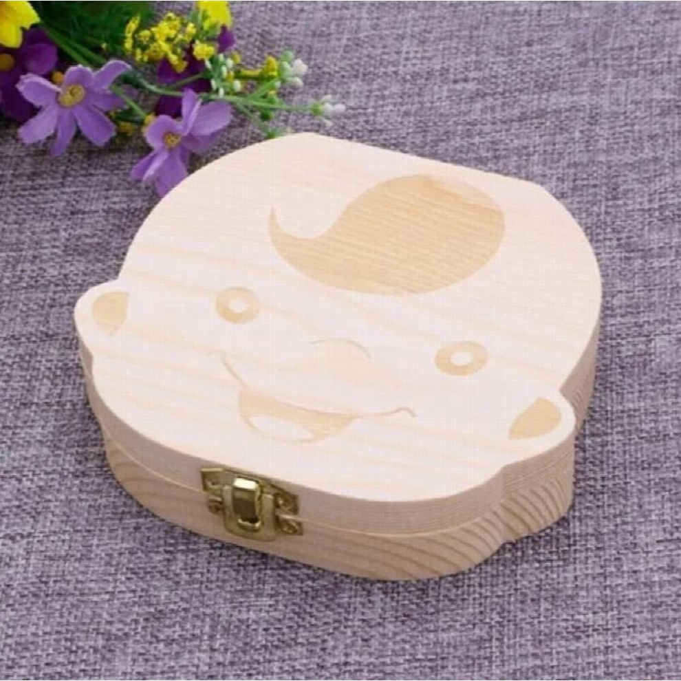 Baby Wood Tooth Box Organizer Milk Teeth Storage English Collect Teeth Umbilica Save Baby Tooth Box Baby Keepsakes