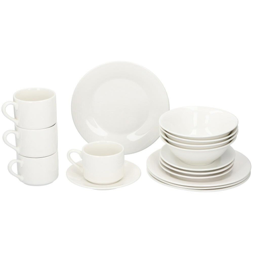 16 Piece White Ceramic Breakfast Set Service 2