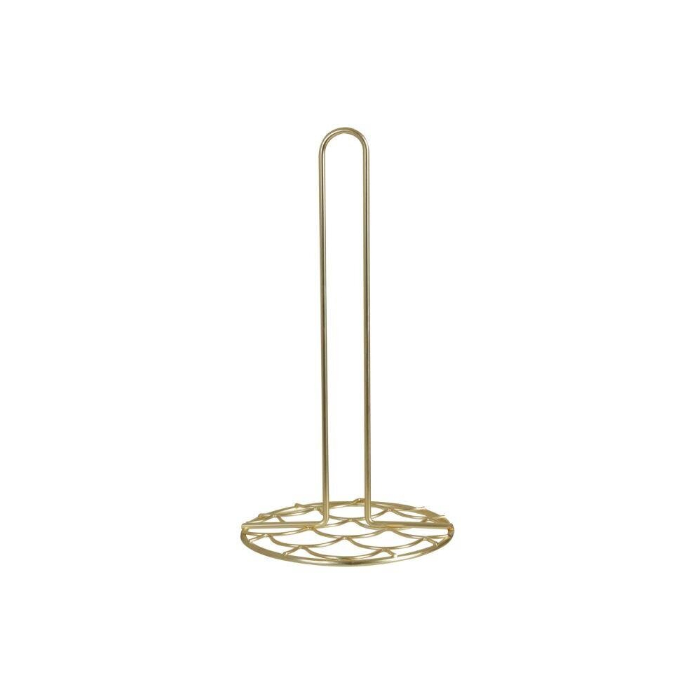 Premier Housewares Vertex Deco Kitchen Roll Holder, Gold