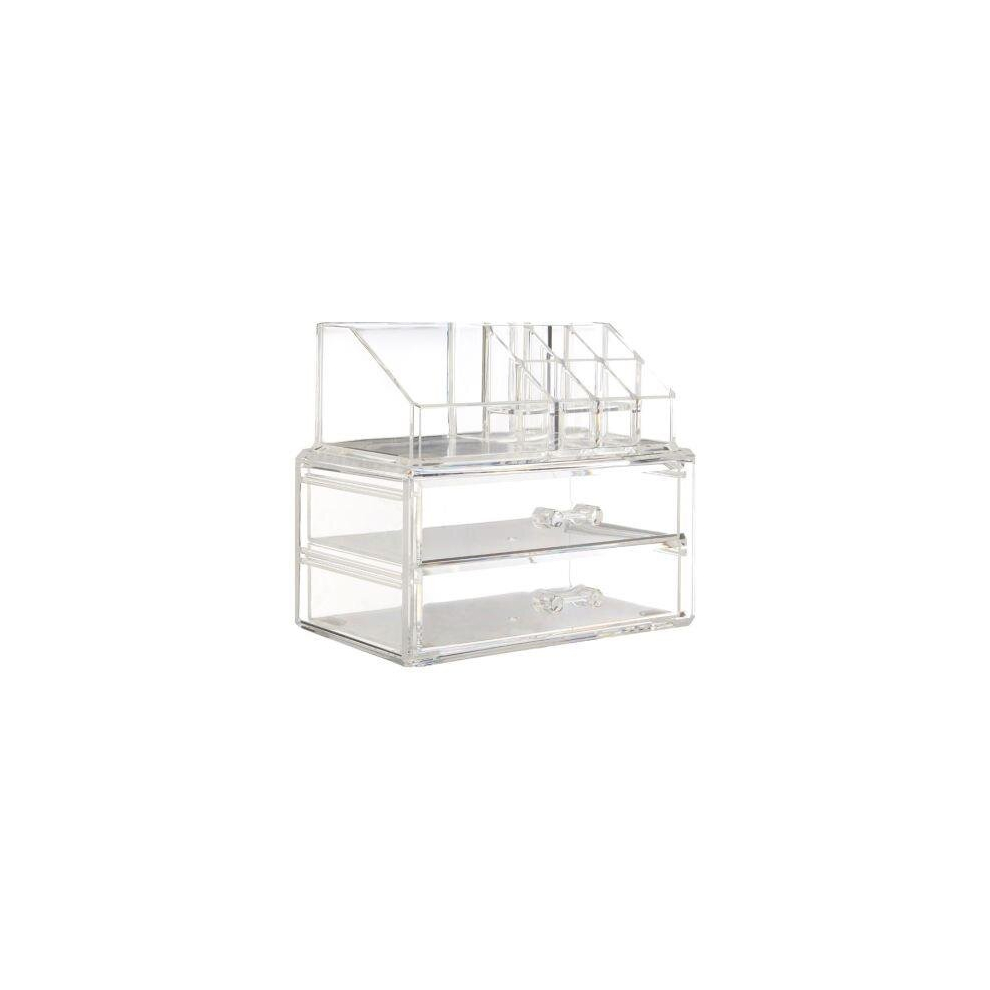 Clear 9 Pc Cosmetics Organiser With 2 Drawers