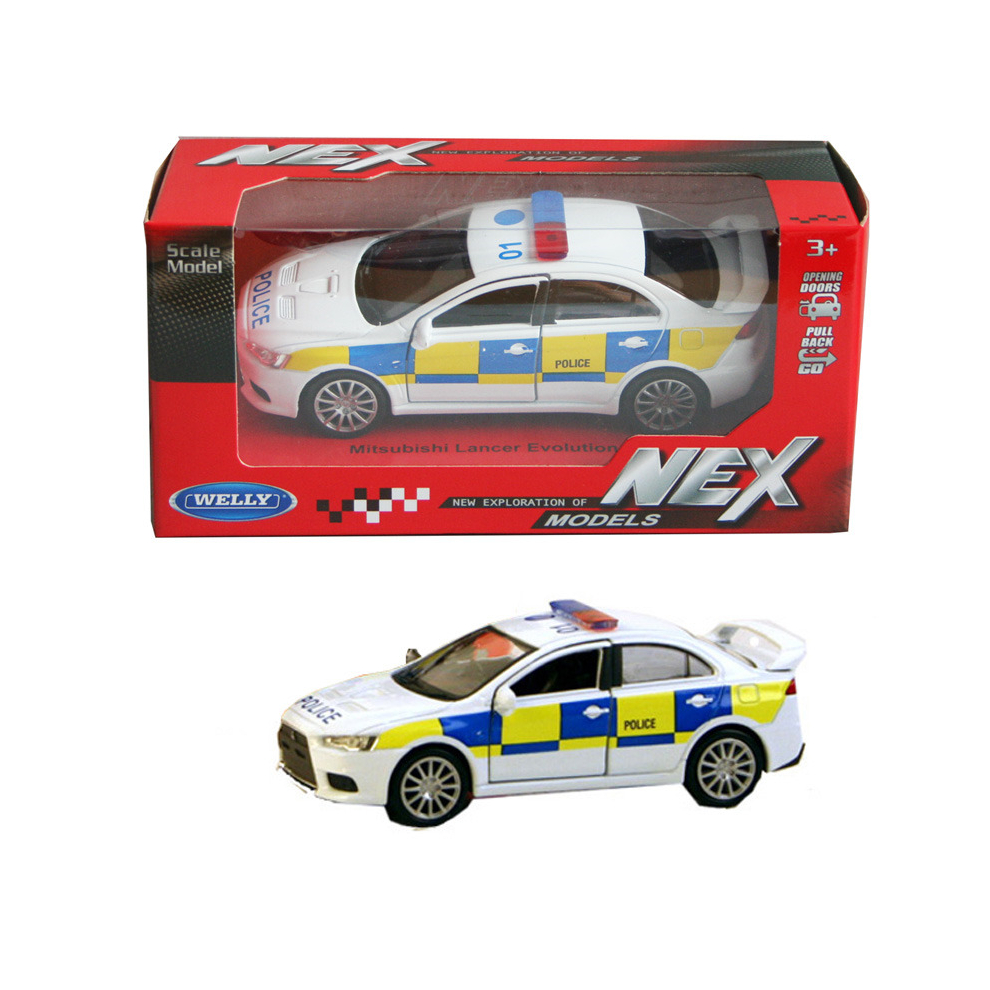 Welly Mitsubishi Lancer Evolution X Police Cars Die cast Model Toy Car Gift New