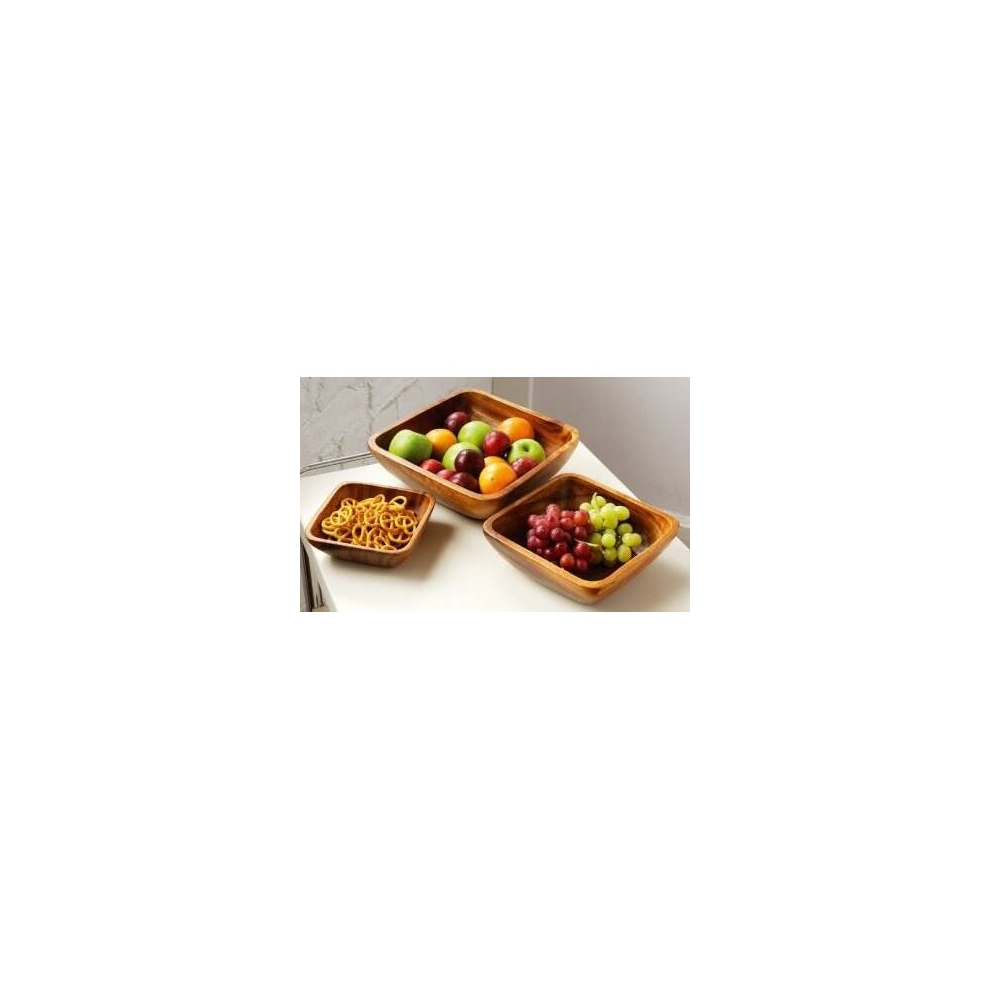 Acacia Wood Large Square Serving Bowl