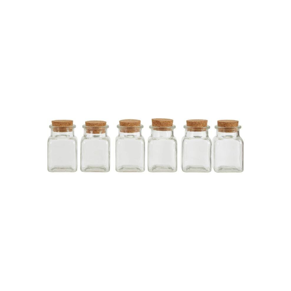 6pcs Tromso 150ml Square Glass Jars Liquid Storage Wide Mouth Cork Stopper Lid