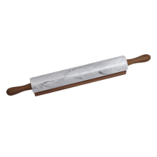 White Marble Rolling Pin With Wooden Handles