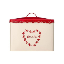 Anglaise Bread Bin - Powder Coated Metal, Red/Cream, Keeps Bread Fresh | H25xW33xD18 cm | PF-0507623