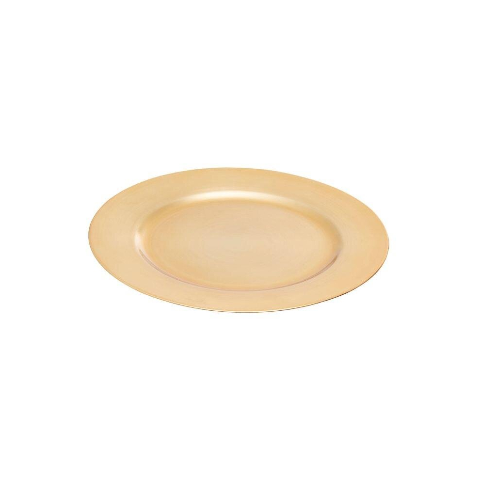 Gold Charger Plates, Strong Plastic Plates for Dinnerware Set, Durable Dinner Plates with Gold Finish
