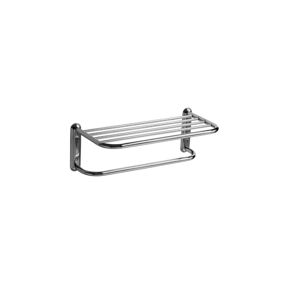Premier Housewares Chrome Wall Mounted Bathroom Shower Towel Holder Shelf Storage Rack Organiser