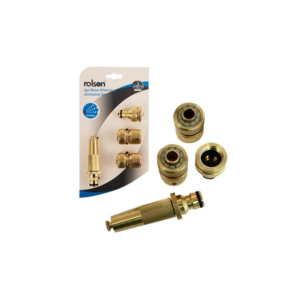 4pc Brass Watering Accessory Set with Quick Connect Fittings