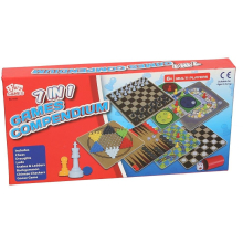 7 In 1 Games Set Compendium Chess Draughts Ludo Goose Backgammon Snakes Ladders