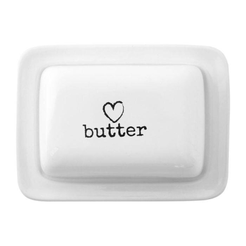 Premier Housewares Rectangular White Dolomite Butter Dish, Elegant Butter Dish With Lid, Sleek Butter Dish For Breakfast