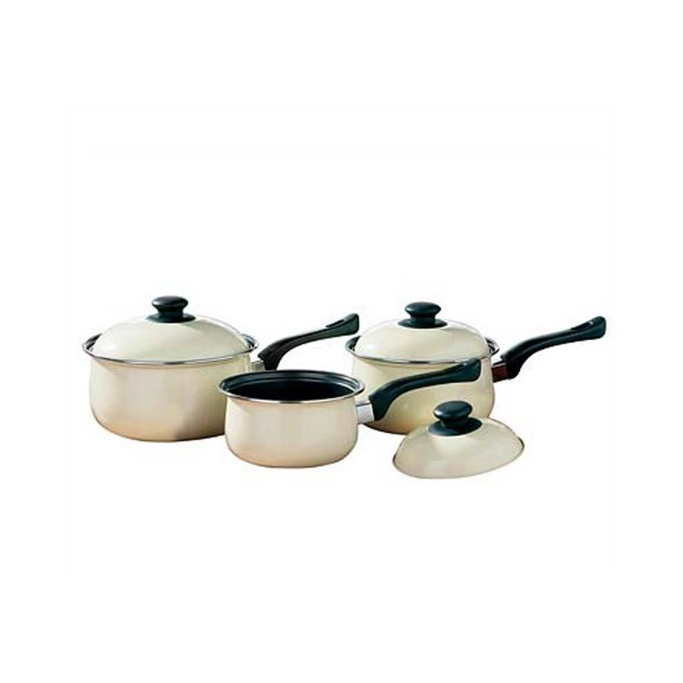 Viggo 3Pc Cream Belly Pan Set, Heat Resistant Handles