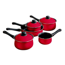 Interiors by Premier 5-Pc Non-Stick Red Carbon Steel Cookware Set with Lids, Bakelite Handles - PF-0204212