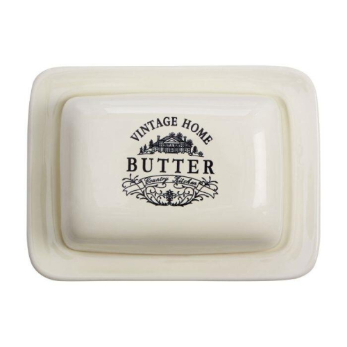 Premier Housewares Vintage Home Butter Dish - Cream