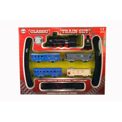 Classic Train Set 2m Track Engine Light & Sound Present - Boys Toy Battery Kids -  classic train set track boys toy 2m battery kids childrens engine