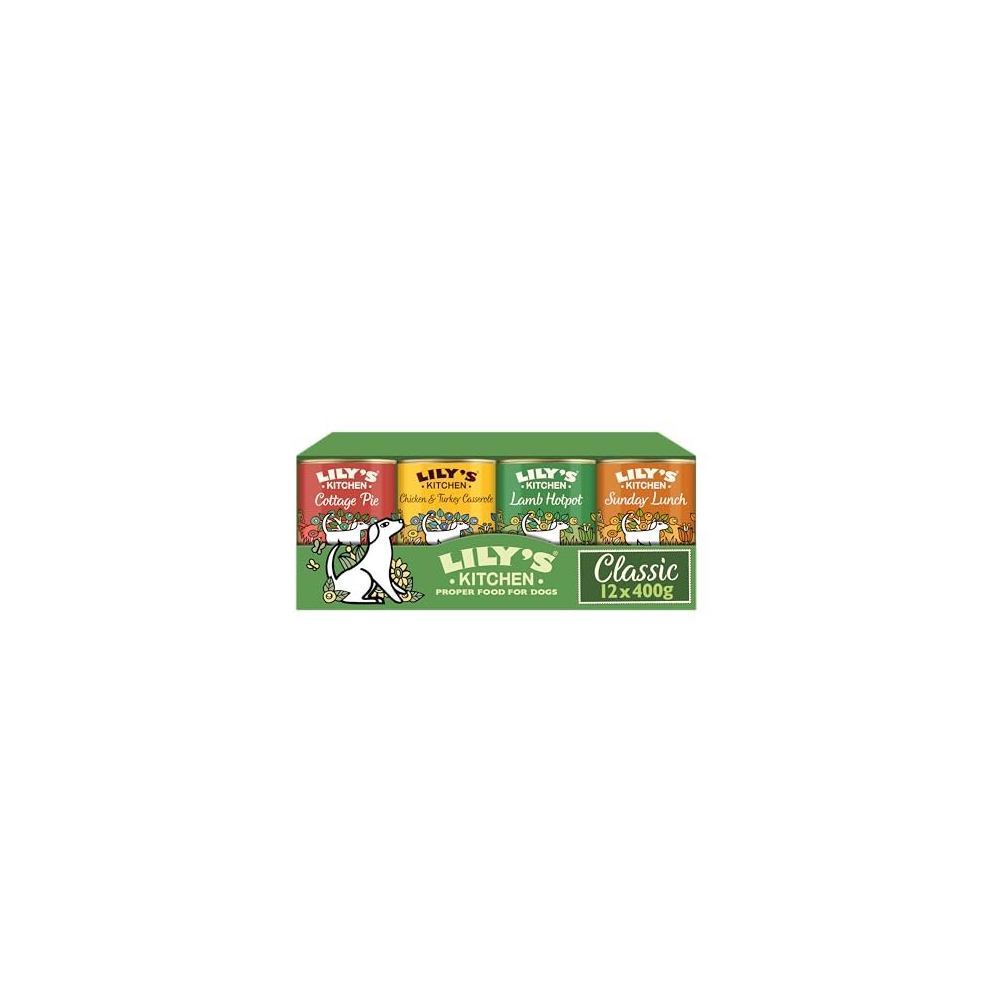 Lily's Kitchen Natural Adult Wet Dog Food Tins Classic Dinners Variety Pack 12 X 400G