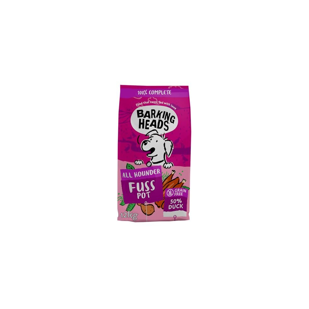 Barking Heads Dry Dog Food - Doggylicious Duck - 100 Percent Natural Free-Run Duck With Hypoallergenic Ingredients, -Free Recipe, 12 Kg Grain