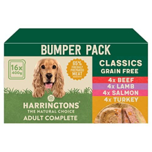 Harringtons Grain Free Hypoallergenic Wet Dog Food Classics Pack 16x400g - Turkey, Lamb, Beef & Salmon - All Natural Ingredients