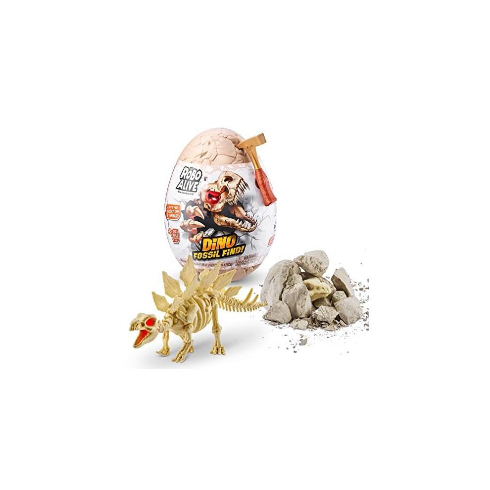 Robo Alive 7156D Dino Fossil Find-Stegosaurus Surprise Unboxing Robotic Toy, Dinosaur Explorer Kit, for ages 3+