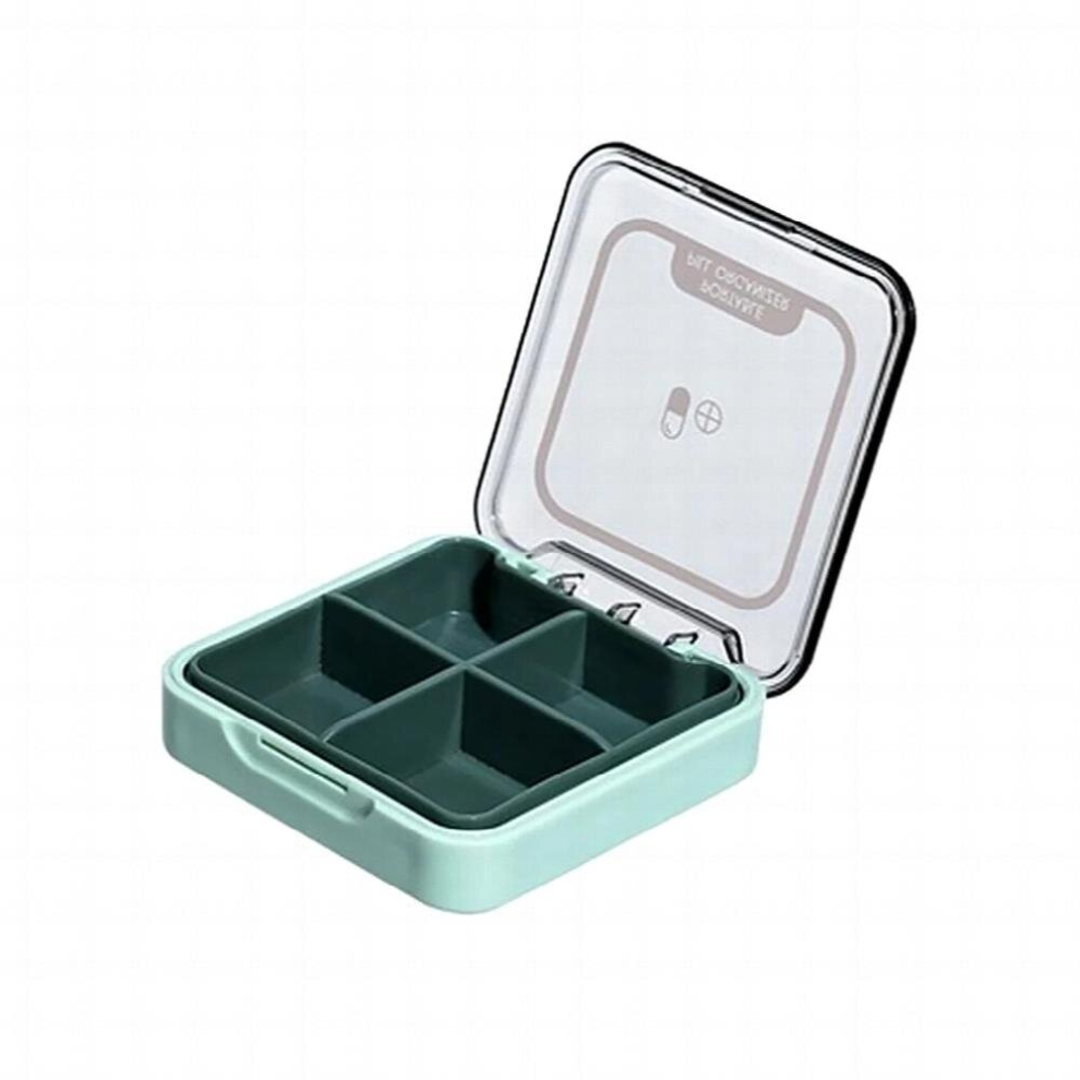 Multicoloured Pill Box Mini Portable Tablet Container 4 Grids Detachable Moisture-Proof Dispenser Daily Tablets Indoor Outdoor Organizer