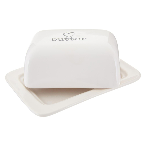 Premier Housewares Rectangular White Dolomite Butter Dish, Elegant Butter Dish With Lid, Sleek Butter Dish For Breakfast 1