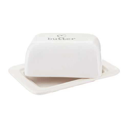 Premier Housewares Rectangular White Dolomite Butter Dish, Elegant Butter Dish With Lid, Sleek Butter Dish For Breakfast 2