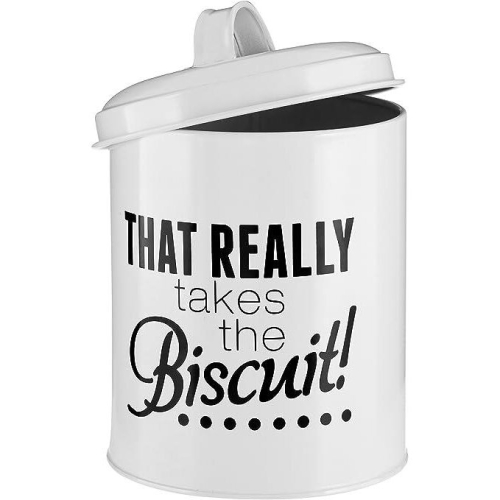 Premier Housewares Pun and Games Biscuit Canister, White 2