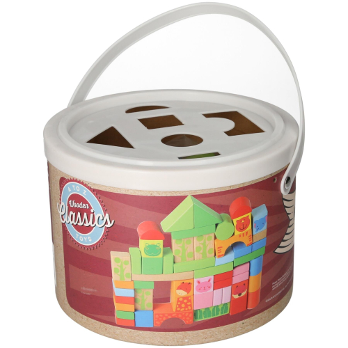 A to Z Wooden Shape Sorting Bucket 50 Pieces 1