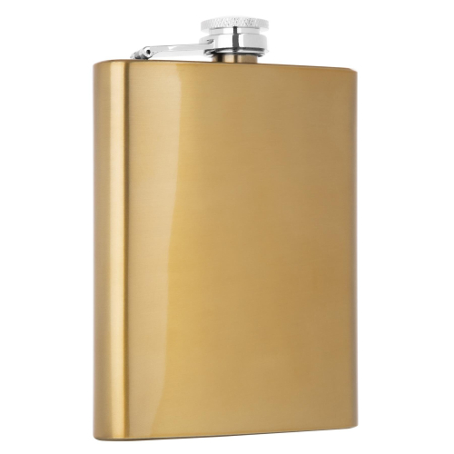 Premier Housewares 8Oz Gold Finish Hip Flask Warm Metallic Coating 2