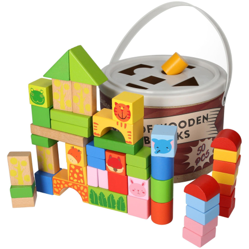 A to Z Wooden Shape Sorting Bucket 50 Pieces 2