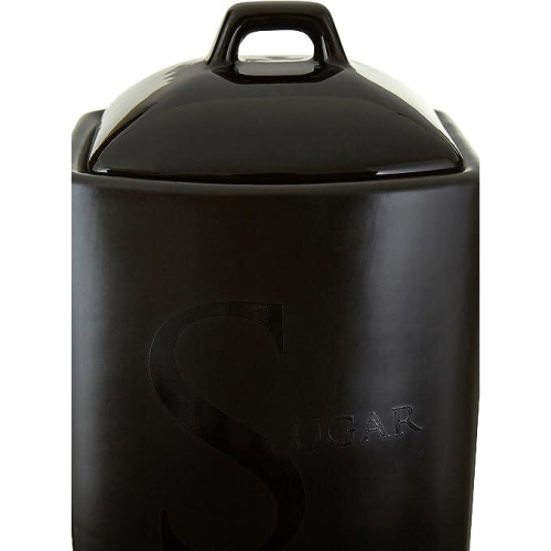 Black Text Sugar Storage Jar Ceramic Also Available Tea/Coffee/Biscuit 1