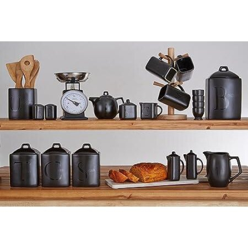 Sturdy Design Black Text Coffee Jar, Sleek Ceramic Coffee Jar For Kitchen, Easily Accessible Coffee Jar 1