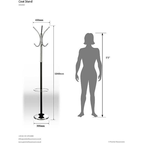 Coat Stand With Umbrella Holder Floor Standing Tower Black/Chrome 2