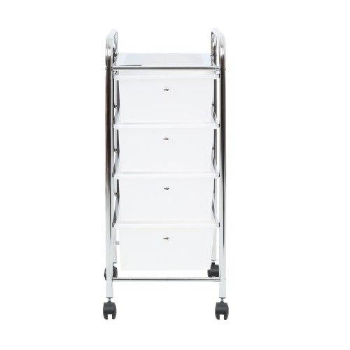 4 Tier Plastic Drawers With Chrome Frame White 1