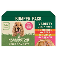 Harringtons Grain Free Hypoallergenic Wet Dog Food Variety Pack 16x400g - Chicken, Beef, Turkey & Salmon - All Natural Ingredients400 g (Pack of 16),