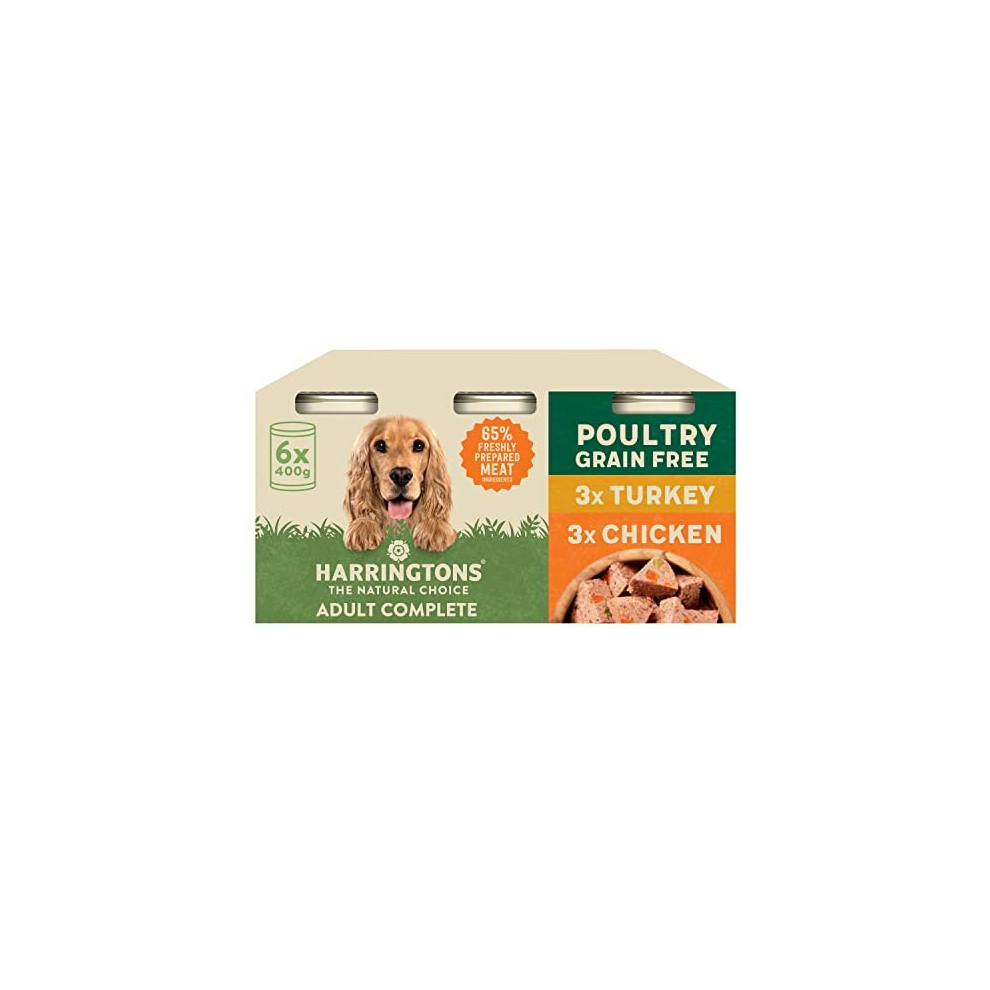 HARRINGTONS Grain Free Hypoallergenic Wet Dog Food Cans 6x400g - Poultry Selection Box- Made with All Natural Ingredients