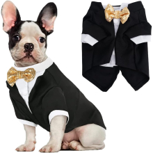 Formal Dog Clothes Shirt Costume Wedding Attire Party Bow Tie Suit, Dog Outfit, Halloween Pet Costumes Birthday Puppy Clothing Christmas Apparel (M)