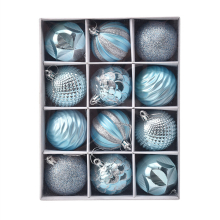 12 Pieces Christmas Tree Baubles Christmas Baubles, Matte and Glossy Christmas Tree Decorations Glittering Christmas Tree Baubles ? 6CM (Blue)